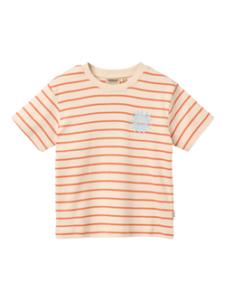 WHEAT Kids' Jay Short Sleeve Striped T-Shirt, Orange, Orange