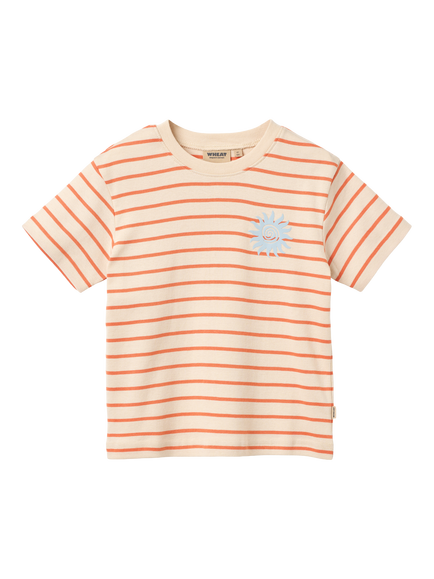 WHEAT Kids' Jay Short Sleeve Striped T-Shirt, Orange, Orange