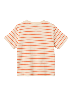 WHEAT Kids' Jay Short Sleeve Striped T-Shirt, Orange - view 2, Orange
