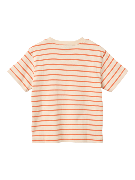 WHEAT Kids' Jay Short Sleeve Striped T-Shirt, Orange - view 2, Orange