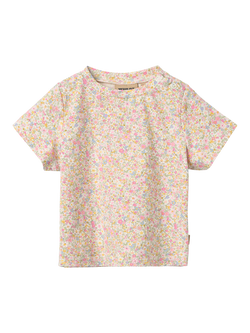 WHEAT Baby Manna Short Sleeve T-Shirt, Blush Flower, Blush Flower