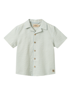 WHEAT Kids' Anker Short Sleeve Striped Shirt, Summer Sky - view 2, Summer Sky