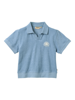 WHEAT Kids' Marlo Short Sleeve Polo T-Shirt, Faded Denim, Faded Denim