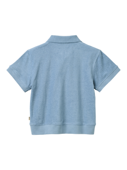 WHEAT Kids' Marlo Short Sleeve Polo T-Shirt, Faded Denim - view 2, Faded Denim