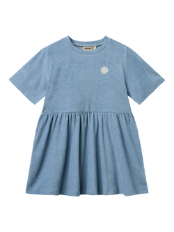 WHEAT Kids' Astrid Short Sleeve Terry Dress, Faded Denim, Faded Denim
