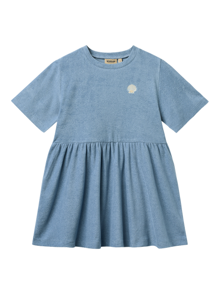 WHEAT Kids' Astrid Short Sleeve Terry Dress, Faded Denim, Faded Denim