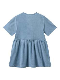 WHEAT Kids' Astrid Short Sleeve Terry Dress, Faded Denim - view 2, Faded Denim