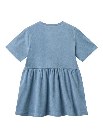 WHEAT Kids' Astrid Short Sleeve Terry Dress, Faded Denim - view 2, Faded Denim