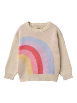 WHEAT Kids' Solveig Knitted Jacquard Jumper, Rainbow, Rainbow