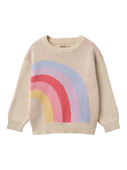 WHEAT Kids' Solveig Knitted Jacquard Jumper, Rainbow, Rainbow