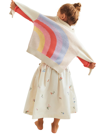 WHEAT Kids' Solveig Knitted Jacquard Jumper, Rainbow - view 2, Rainbow