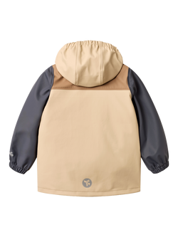WHEAT Kids' Otu Waterproof Colour Block Rain Jacket, White Pepper - view 2, White Pepper