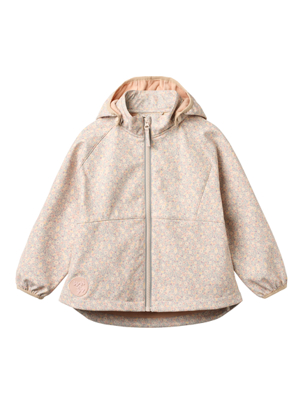 WHEAT Kids' Floral Softshell Hooded Jacket, Rose Shadow, Rose Shadow
