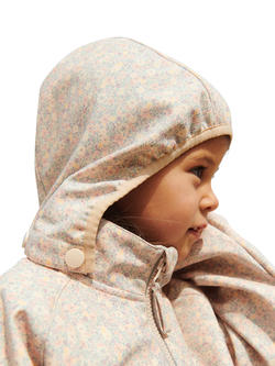 WHEAT Kids' Floral Softshell Hooded Jacket, Rose Shadow - view 2, Rose Shadow