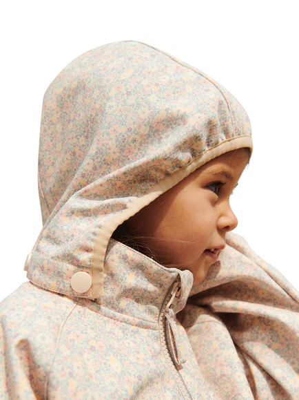 WHEAT Kids' Floral Softshell Hooded Jacket, Rose Shadow - view 2, Rose Shadow