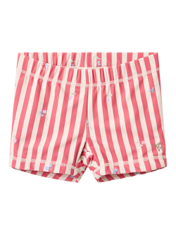 WHEAT Kids' Niki UV Striped Swim Shorts, Red/Multi, Red/Multi