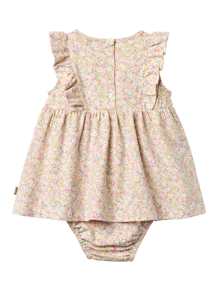 WHEAT Baby Ruffle Romper Dress, Blush Flower - view 2, Blush Flower