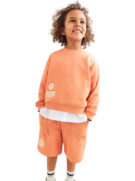 WHEAT Kids' Casey Placement Print Sweatshirt, Sunkissed - view 2, Sunkissed