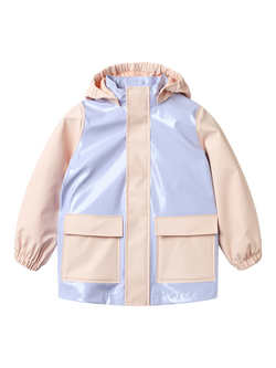 WHEAT Kids' Otu Waterproof Colour Block Rain Coat, Lilac Cosmic, Lilac Cosmic