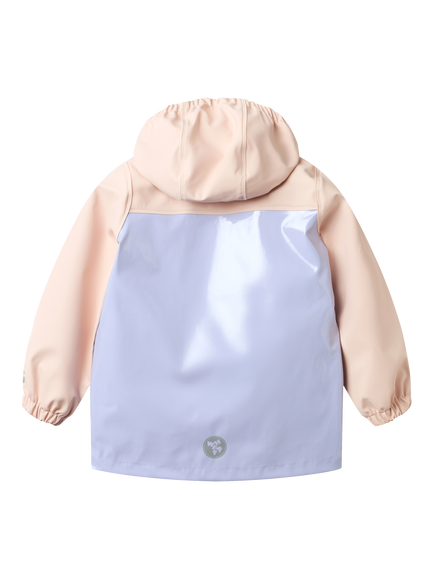 WHEAT Kids' Otu Waterproof Colour Block Rain Coat, Lilac Cosmic - view 2, Lilac Cosmic