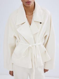Mango Oversized Lapel Belted Cotton Trench Coat, Off White, Off White