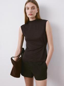 Mango Funnel Neck Sleeveless Knit Top, Chocolate, Chocolate