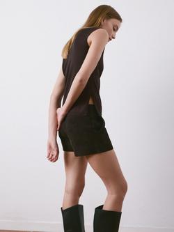 Mango Funnel Neck Sleeveless Knit Top, Chocolate - view 2, Chocolate