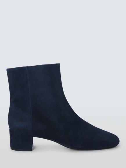 John Lewis Oak City Suede Zip Ankle Boots, Navy, Navy