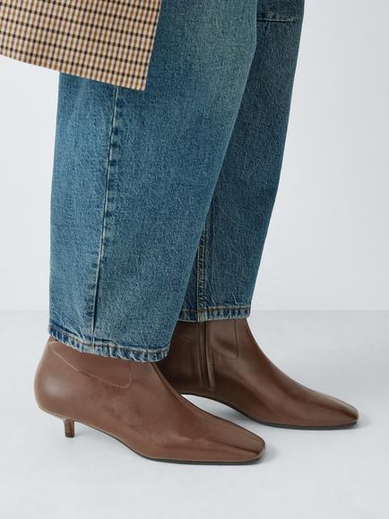 John Lewis Odette Kitten Heel Chisel Toe Ankle Boots, Chocolate - view 2, Chocolate