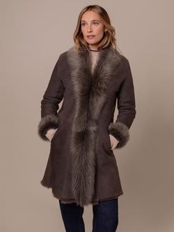 Celtic & Co. Toscana Trim 3/4 Length Sheepskin Coat, Dark Nutmeg, Dark Nutmeg