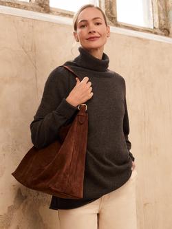 Celtic & Co. Geelong Wool Supersoft Slouch Roll Neck Jumper, Tanners Brown, Tanners Brown