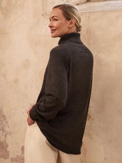 Celtic & Co. Geelong Wool Supersoft Slouch Roll Neck Jumper, Tanners Brown - view 2, Tanners Brown