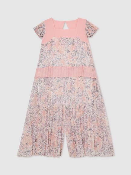 Reiss Kids' Natasha Square Neck Abstract Print Jumpsuit, Pink, Pink