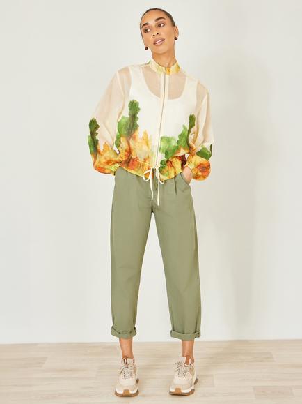 Yumi Floral Sheer Bomber Jacket, Beige - view 2, Beige