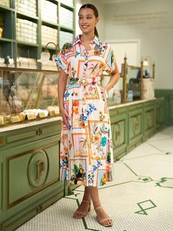 Yumi Tropical Postcard Shirt Midi Dress, Multi, Multi