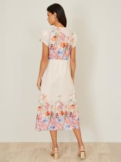 Yumi Floral Border Midi Dress, Ivory/Multi - view 2, Ivory/Multi
