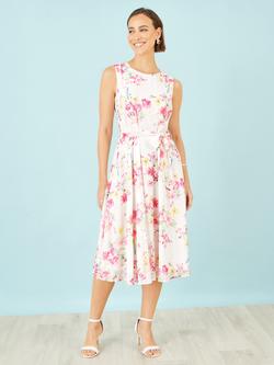 Yumi Floral Sleeveless Midi Dress, White/Multi, White/Multi