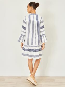 Yumi Stripe Tunic Mini Dress, White/Navy - view 2, White/Navy