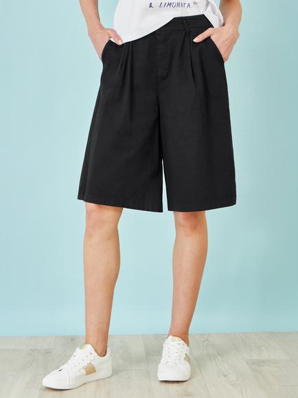 Yumi Knee Length Bermuda Shorts, Black - view 2, Black