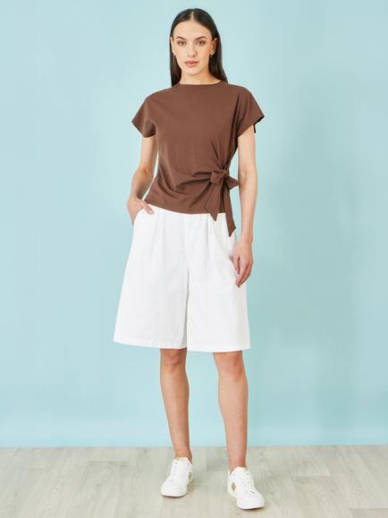 Yumi Knee Length Bermuda Shorts, White, White