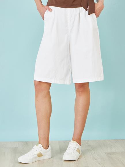 Yumi Knee Length Bermuda Shorts, White - view 2, White