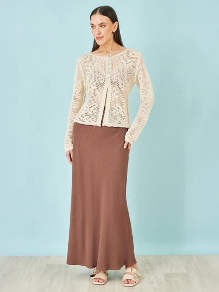 Yumi A-Line Maxi Skirt, Brown