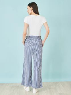 Yumi Stripe Wide Leg Trousers - view 2, Blue/White