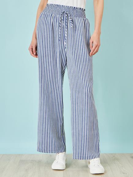 Yumi Stripe Wide Leg Trousers - view 2, Blue/White