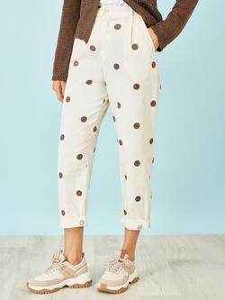 Yumi Spot Print Cotton Canvas Chinos, Ivory/Brown - view 2, Ivory/Brown