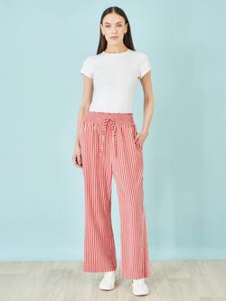 Yumi Stripe Wide Leg Trousers, Red/White