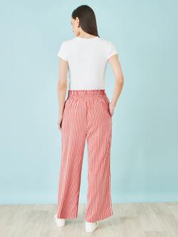 Yumi Stripe Wide Leg Trousers - view 2, Red/White