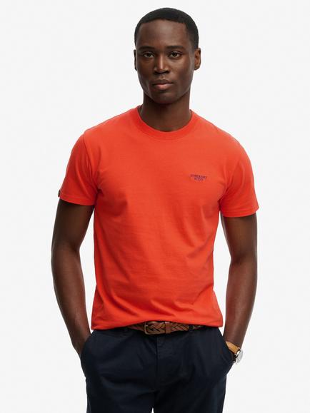 Superdry Cotton Regular FitEssential Stacked Logo Embroidered T-Shirt, Bold Orange