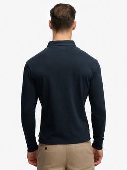 Superdry Cotton Relaxed Fit Classic Preppy Long-Sleeved Top, Deep Navy - view 2, Deep Navy