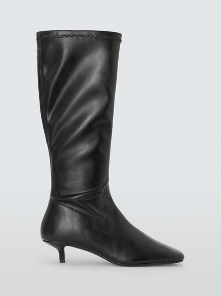 John Lewis Stella Chisel Toe Stretch Knee High Boots, Black, Black